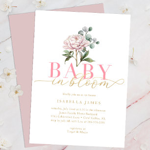 Convites Bebê rosa e Dourado embebido no Blogue Floral Baby