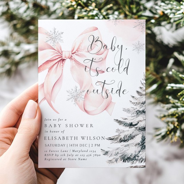 Convites Bebê rosa É frio fora do Arco Chá de fraldas (Criador carregado)