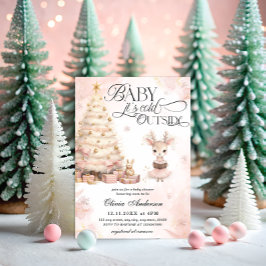 Convites Bebê rosa, é frio fora do Chá de fraldas