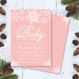 Convites Bebê rosa É frio fora do Chá de fraldas Flocos de