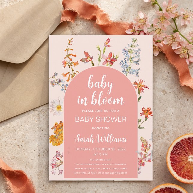 Convites Bebê Rosa em Flor Menina Floral Chuveiro Flores Si (Criador carregado)