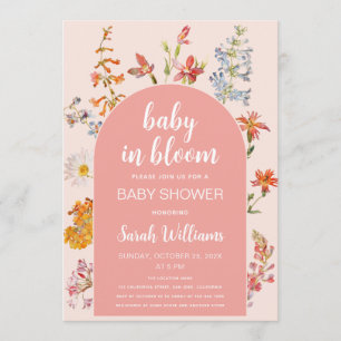 Convites Bebê Rosa em Flores Banho de Bebê Menina Flores Si