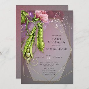 Convites Bebê rosa - Ervilha doce num Chá de fraldas de pól