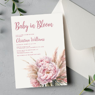 Convites Bebê Rosa Esbranquiçado no Chá de fraldas de Sangu