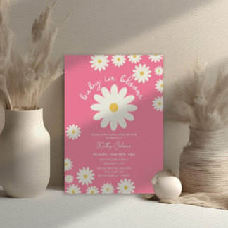 Convites Bebê rosa margarida no Chá de fraldas