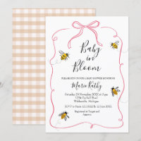 Bebê rosa no Bloom Rustic Bee Daisy Invitation