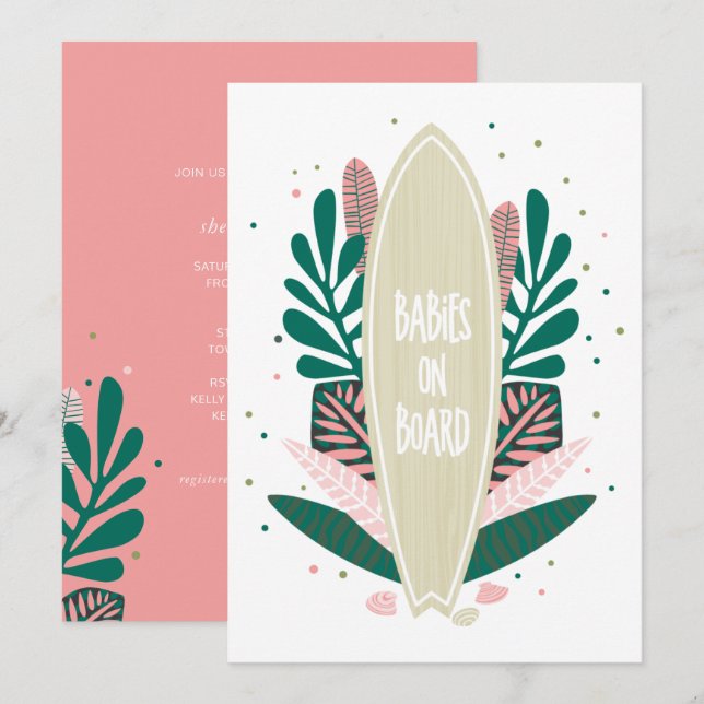 Convites Bebê Rosa No Chá de fraldas Dos Gêmeos Conselhos (Frente/Verso)