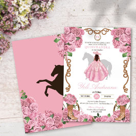 Convites Bebê Rosa Rosa Floral Ocidental Charra Quinceanera