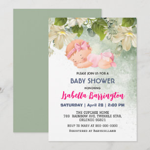 Convites Bebê rosa-rosa Menina Margarida flores chás de fra
