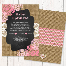 Convites Bebê rosado convida o quadro-negro RUSTIC