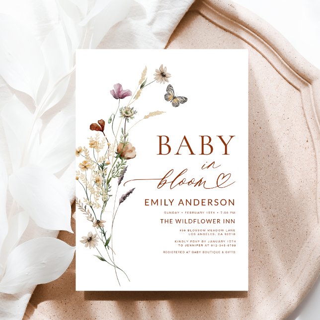 Convites Bebê selvagem no Chá de fraldas Bloom Terracotta (Criador carregado)