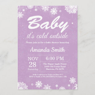 Convites Bebê seu chá de fraldas exterior frio da menina 