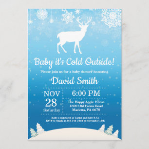 Convites Bebê seu chá de fraldas exterior frio do menino