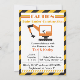 Convites Bebê sob Chá de fraldas de Construção