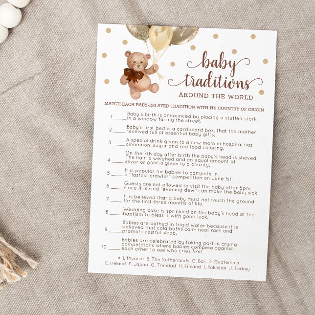 Convites Bebê Tradição Jogo Chá de fraldas Cartaz de Teddy (Criador carregado)