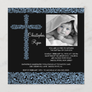 Convites Bebé transversal de Inviation do baptismo da foto