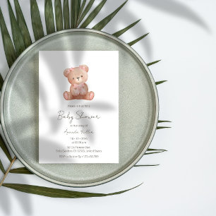 Convites Bebê Urso Simples Elegante Chá de fraldas