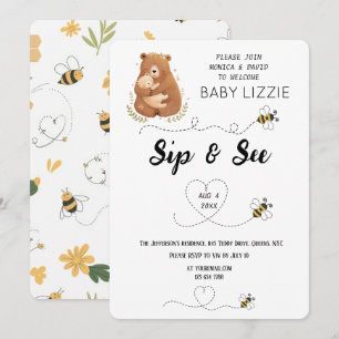 Convites Bebê Urso Sip & Veja Personalizado