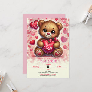 Convites Bebê Urso Teddy do Dia dos Namorados do Coração Ve