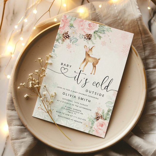 Convites Bebê veado bebê Está frio fora do chá de fraldas (Criador carregado)