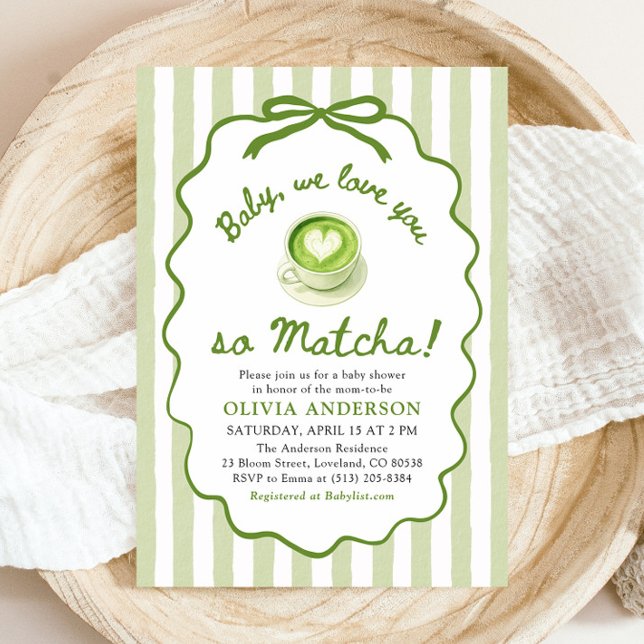 Convites Bebê Verde Salvia Nós te amamos tanto Chá de Bebê  (Sage Green Baby We love you so Matcha Baby Shower Invitation)