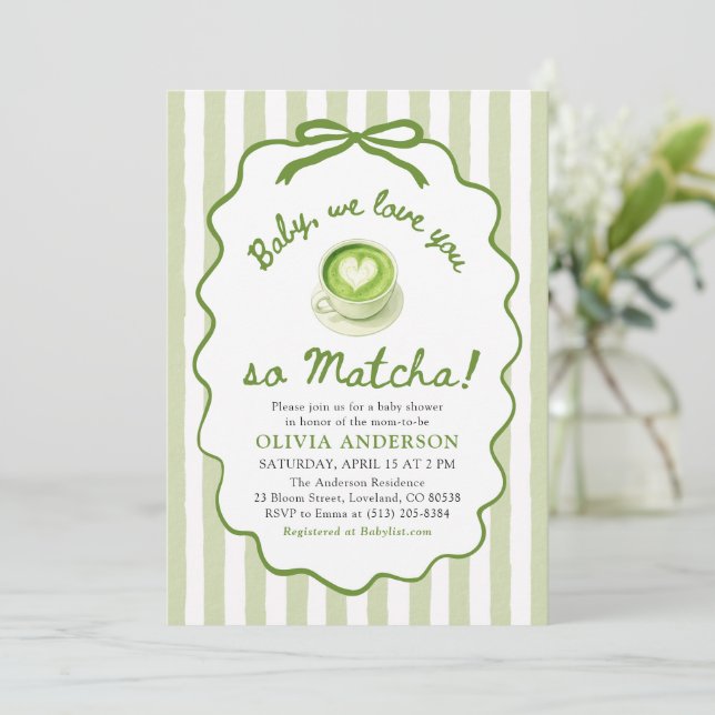 Convites Bebê Verde Salvia Nós te amamos tanto Chá de Bebê  (Em pé/Frente)