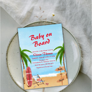 Convites Bebê VIntage a Bordo Chá de Bebê Praia Surfe