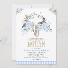 Convites Bebê Xadrez Floral Peter Rabbit Baptism