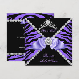 Convites Bebê Zebra Roxo Chuvada de Bebê Menina Princesa Di