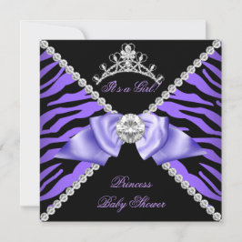 Convites Bebê Zebra Roxo Chuvada de Bebê Menina Princesa Di