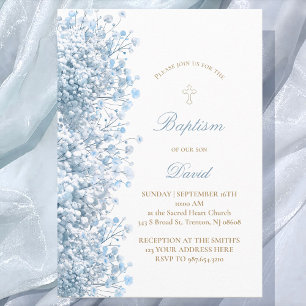 Convites bebebezinho da respiração do pastel azul Baptism