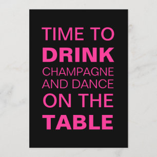 Convites Bebendo Champanhe em Fuchsia aniversário de 21 an