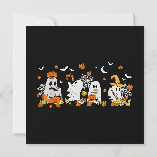 Convites Bebendo Fantasma Bonito Café Halloween Queda Ghost (Frente)