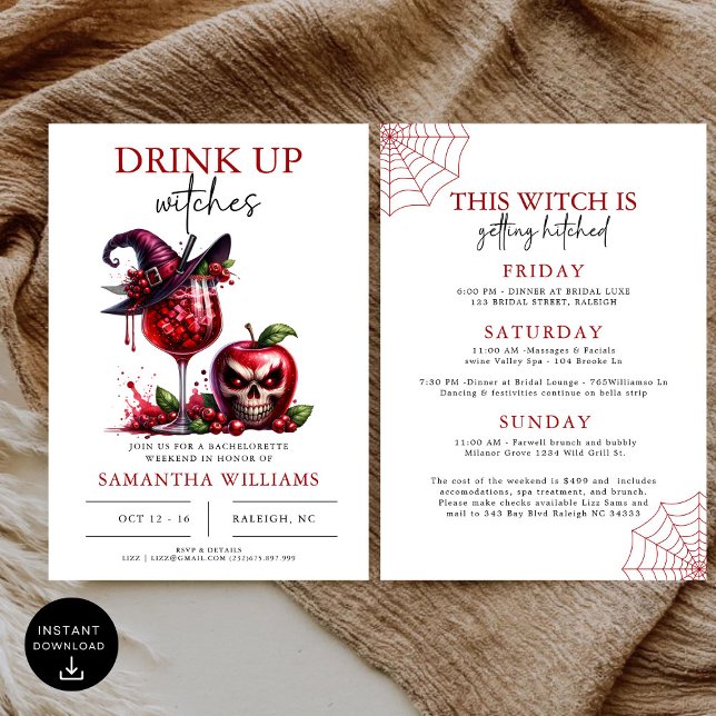 Convites Beber Bruxas Góticas Festa de solteira (Criador carregado)
