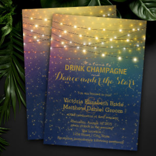 Convites Beber Champanhe Dançar Sob as Estrelas Casamento