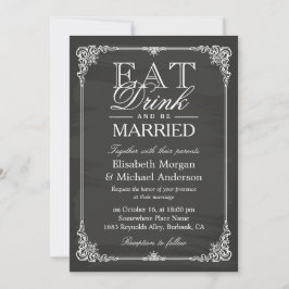 Convites Beber e ser casado com quadros de chalkboards de s