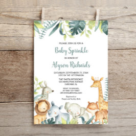 Convites Bebês asperspicazes safari bonitinho animais neutr