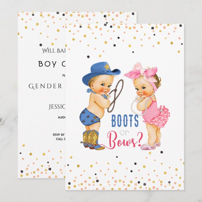 Convites Bebês Bonitos Boots Ou Arcos Sexo Revelação (Frente/Verso)