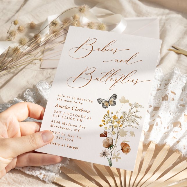 Convites Bebês & Borboletas Chá de Bebê Elegante (Criador carregado)