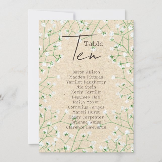 Convites Bebês Breath Wedding Table Number Gráfico 10 (Frente)