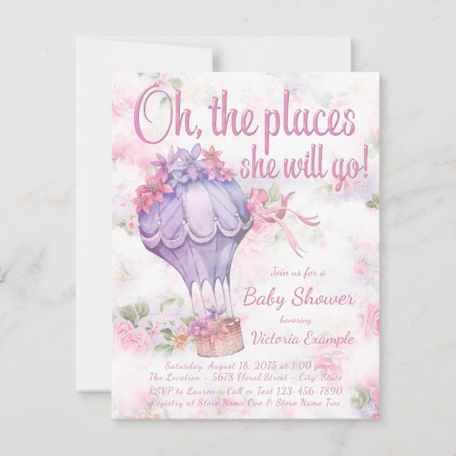 Convites Bebês com balão de ar quente (Frente)