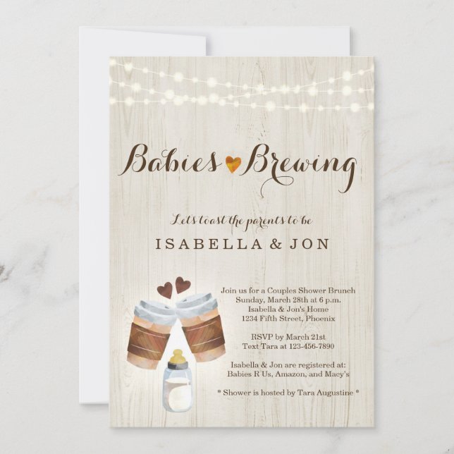 Convites Bebês Criando Café Tea Twins Chá de fraldas Casal (Frente)