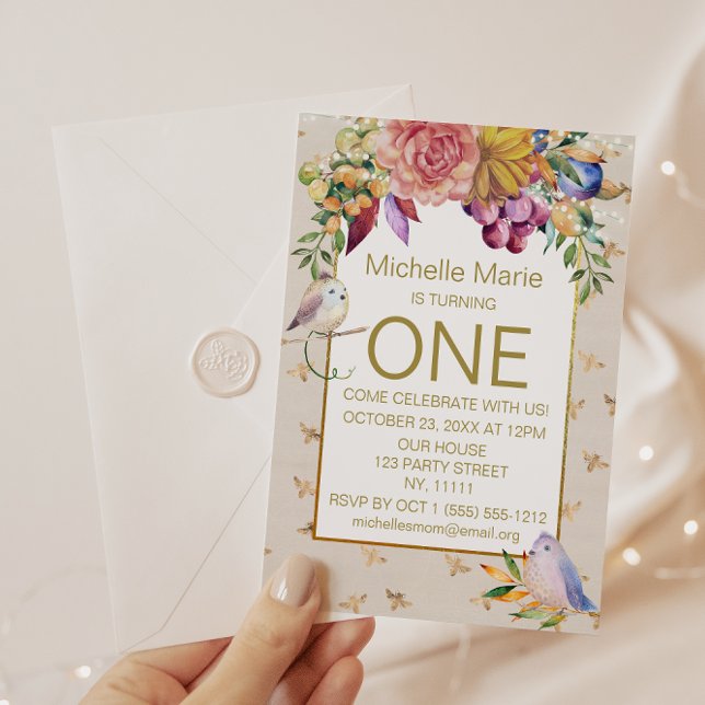 Convites Bebês Dourados Bumble Bebês Primeiro Aniversário (Criador carregado)