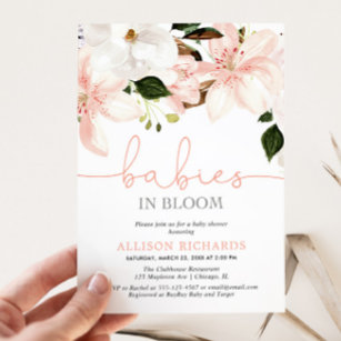 Convites Bebês em Bloom Lírios chá de fraldas