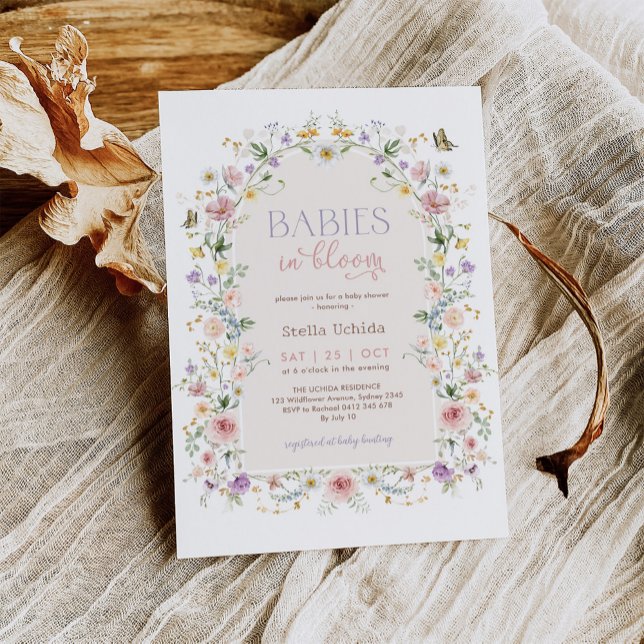 Convites Bebês em Bloom Wildflower Twin Chá de fraldas (Criador carregado)