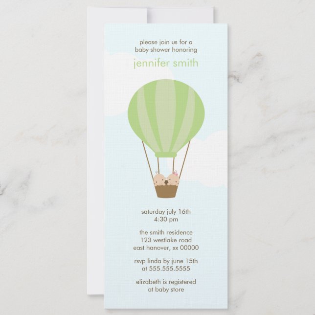 Convites Bebês gêmeos num balão (Frente)