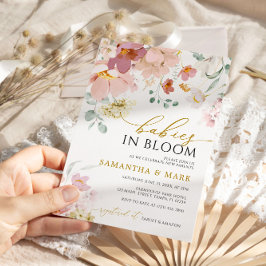 Convites Bebês no Bloom Wildflower Twins Chá de fraldas