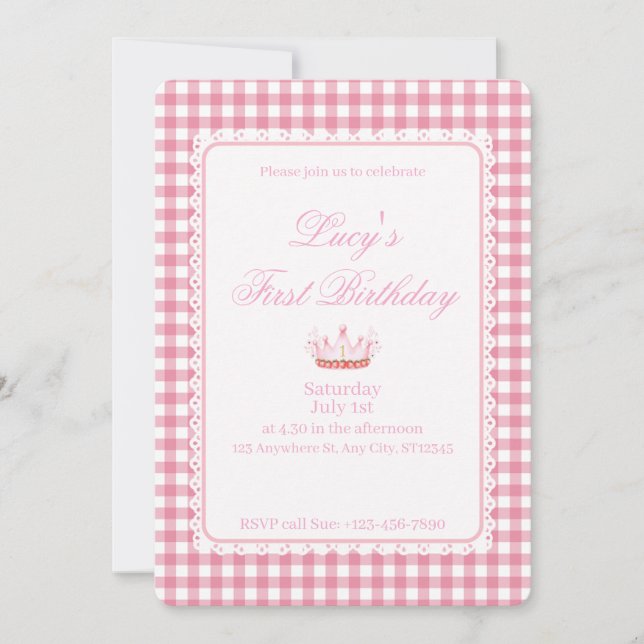 Convites Bebês Primeiro Aniversário Coquette! (Frente)