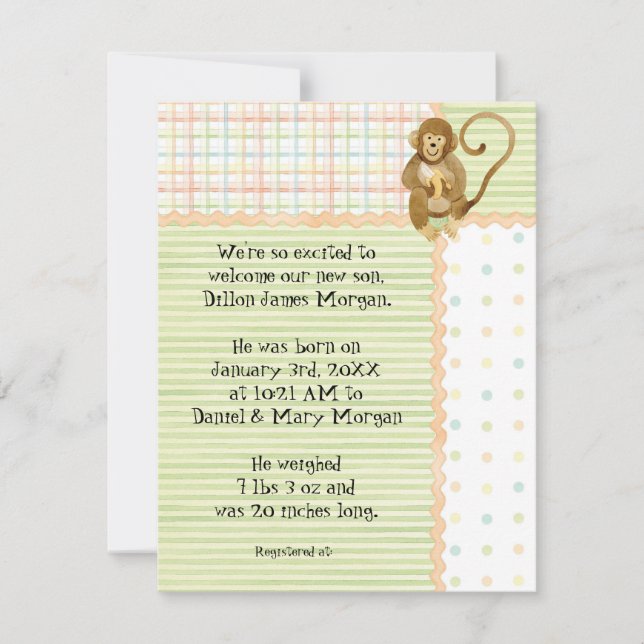 Convites Bebês Selvagens, Anunciante de Nascimento Bebê 3 (Frente)