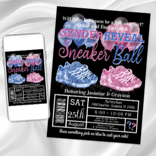 Convites Bebês Sneakers Sneaker Ball Revelação do Gênero